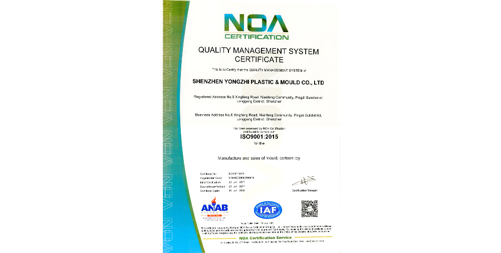 Yongzhi ISO9001: 2015 quality management system certification